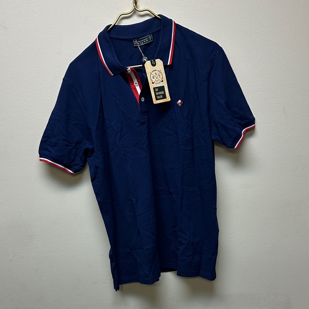 Nautica Men's Polo Shirt in Navy with Red and White Trim